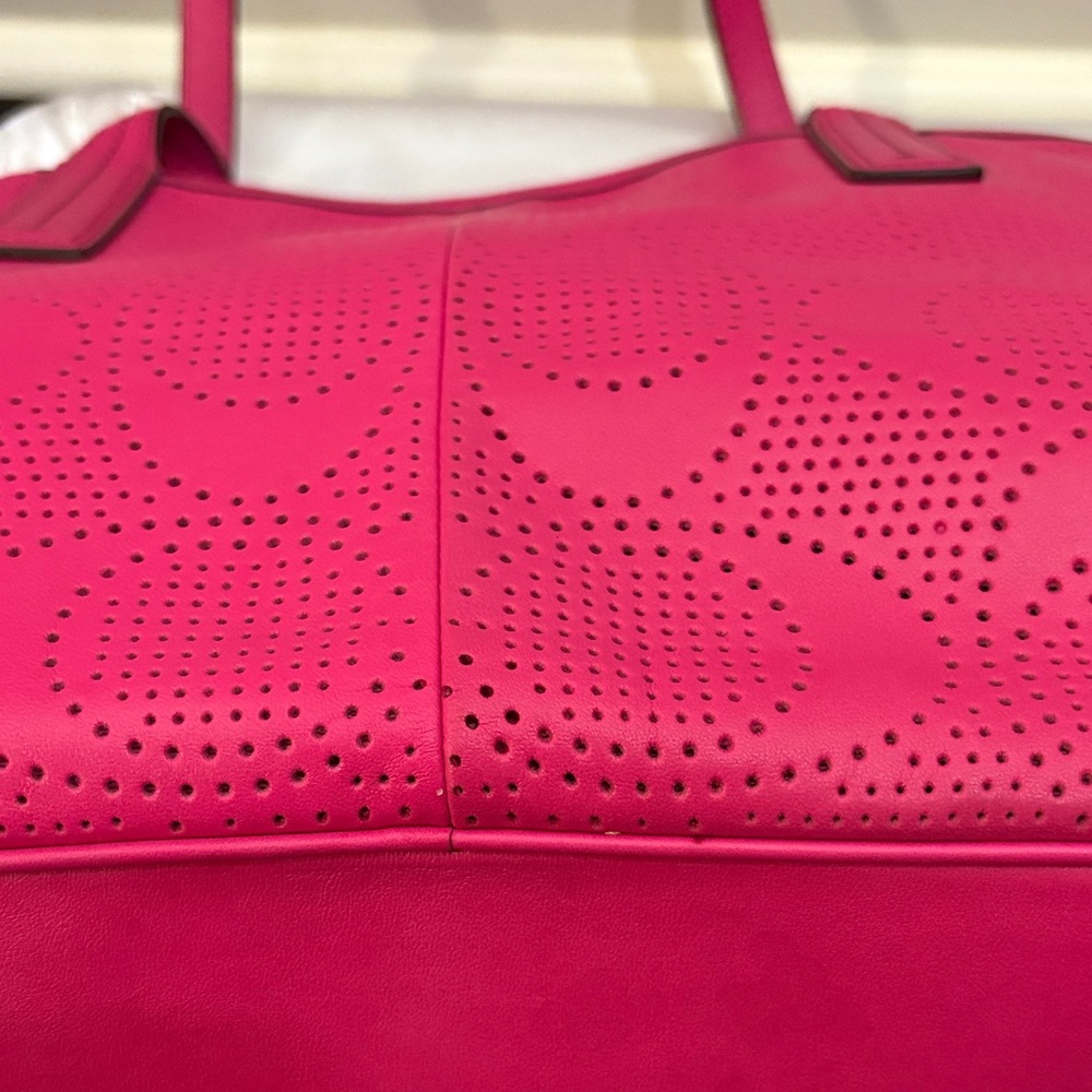 Coach Pink Signature Stripe Perforated Carryall - Picture 10 of 14